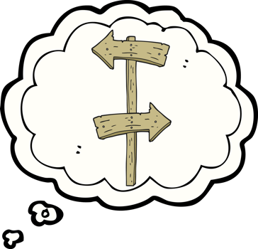 thought bubble cartoon wooden direction sign png