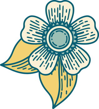 iconic tattoo style image of a flower png