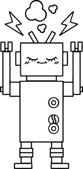 line drawing cartoon of a dancing robot png