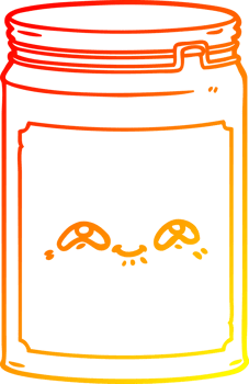warm gradient line drawing of a cartoon glass jar png