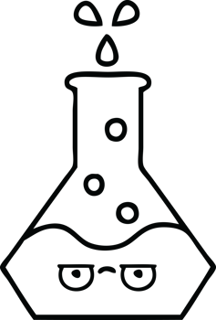 line drawing cartoon science beaker png