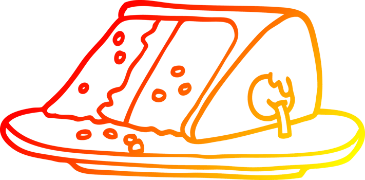 warm gradient line drawing cartoon slice of cake png