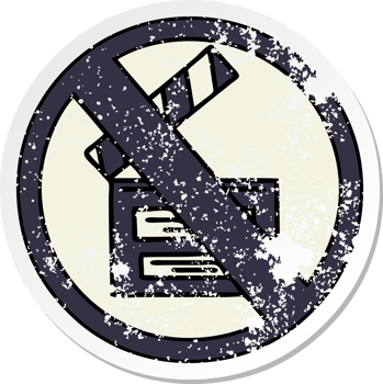 distressed sticker of a cute cartoon no directors sign png