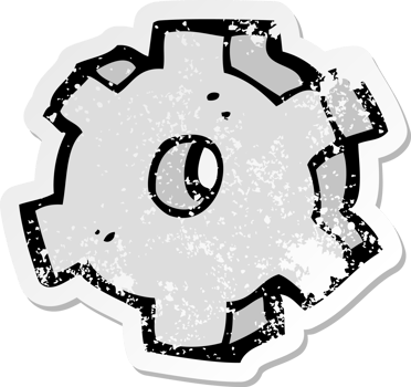 retro distressed sticker of a cartoon cog symbol png
