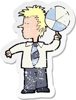 retro distressed sticker of a cartoon school boy with ball png