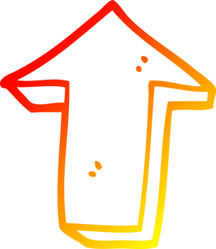 warm gradient line drawing cartoon arrow pointing direction png