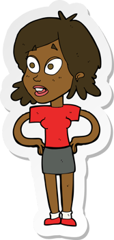 sticker of a cartoon woman with hands on hips png