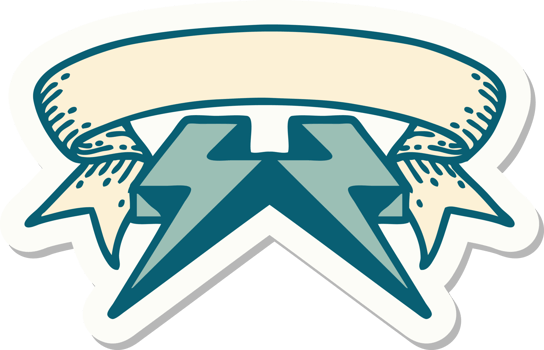 tattoo sticker with banner of lightning  bolt png