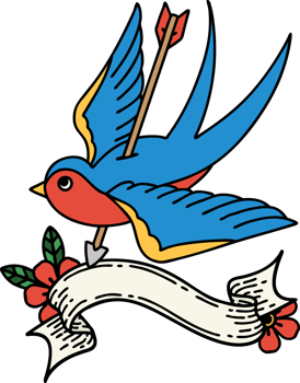 tattoo with banner of a swallow png
