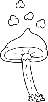black and white cartoon mushroom png