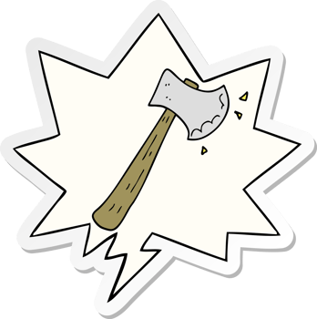 cartoon axe and speech bubble sticker png