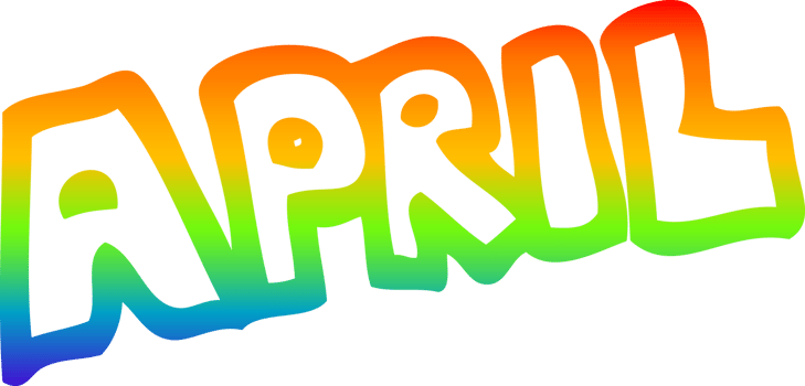 rainbow gradient line drawing cartoon month of april png