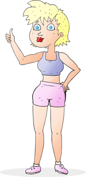 happy gym woman giving thumbs up symbol png