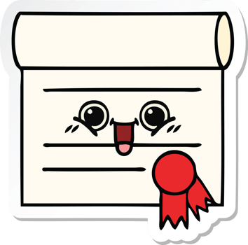 sticker of a cute cartoon certificate png