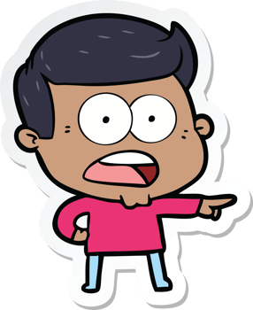 sticker of a cartoon shocked man png