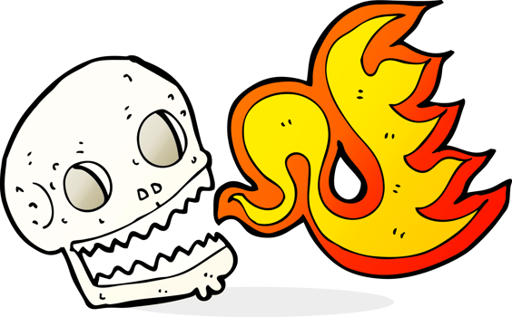 cartoon flaming skull png