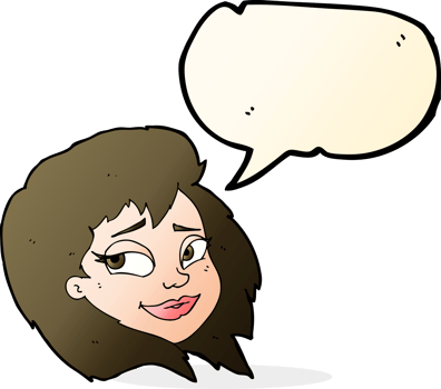 cartoon happy female face with speech bubble png
