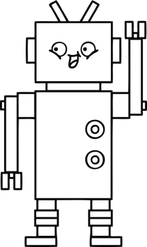 line drawing cartoon robot png