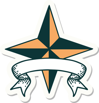 tattoo sticker with banner of a star png