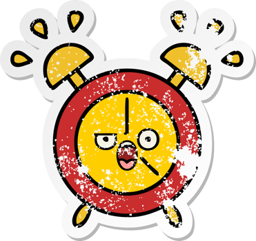 distressed sticker of a cute cartoon alarm clock png