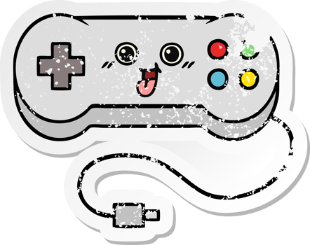 distressed sticker of a cute cartoon game controller png