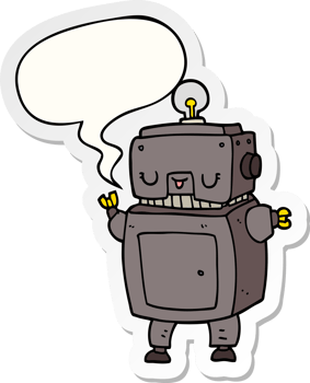 cartoon robot and speech bubble sticker png
