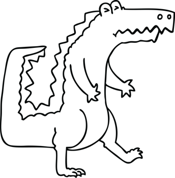 quirky line drawing cartoon crocodile png