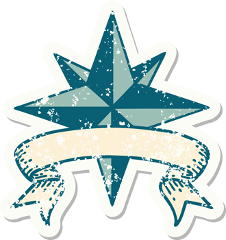 grunge sticker with banner of a star png