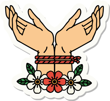 hand with flowers and ribbon on it png