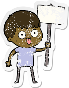 distressed sticker of a cartoon man staring png