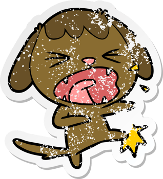 distressed sticker of a cute cartoon dog barking png