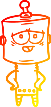 warm gradient line drawing cartoon robot png