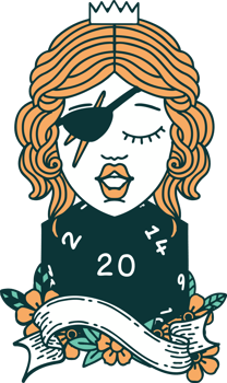 human rogue with natural twenty dice roll illustration png