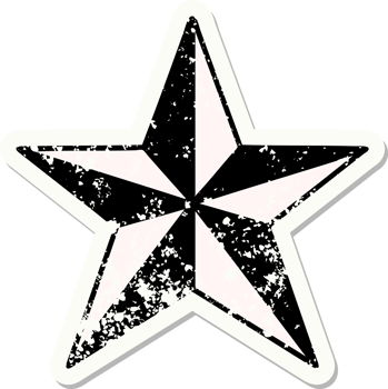 distressed sticker tattoo in traditional style of a star png