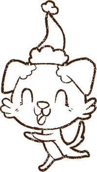 Festive Dog Charcoal Drawing png
