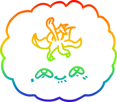 rainbow gradient line drawing of a cartoon tomato png