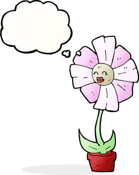 cartoon flower with thought bubble png