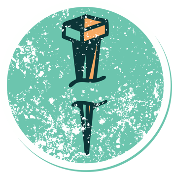 iconic distressed sticker tattoo style image of iron nail png