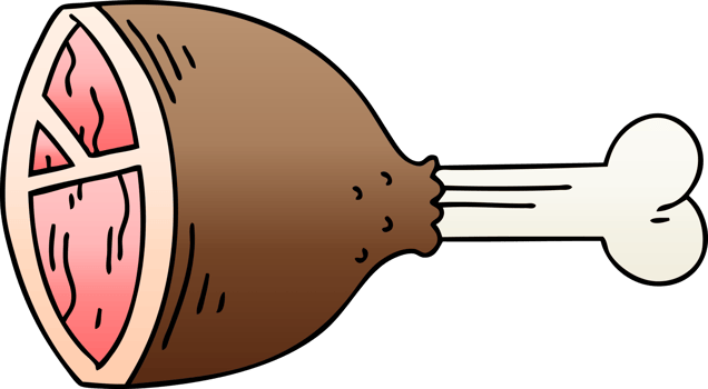 gradient shaded quirky cartoon meat bone png