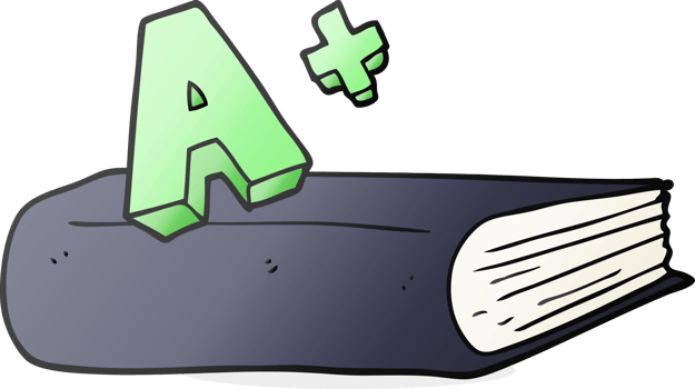 cartoon A grade symbol and book png