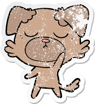 distressed sticker of a cute cartoon dog png