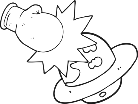 black and white cartoon planet taking a punch png