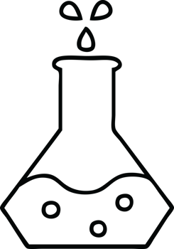 line drawing cartoon of a science experiment png