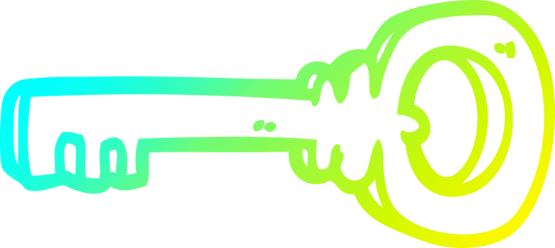 cold gradient line drawing of a cartoon gold key png
