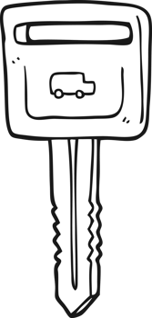 black and white cartoon car key png