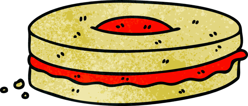 hand drawn quirky cartoon jam biscuit png