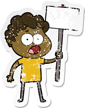 distressed sticker of a cartoon man gasping in surprise png