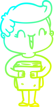 cold gradient line drawing of a cartoon laughing boy png