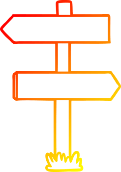 warm gradient line drawing of a cartoon sign post png