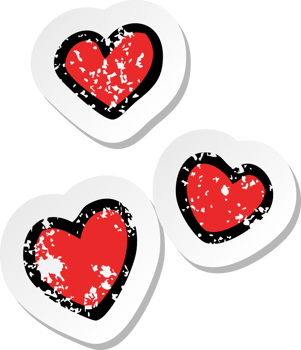distressed sticker of a cartoon love heart png